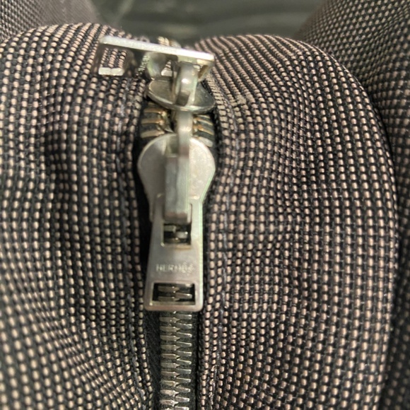 AUTH. HERMES Toile Herline MM Tote Work Book Baby Travel Bag Zipper Closure Gray - Picture 6 of 15